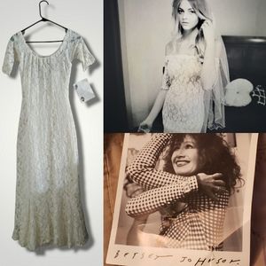NWT!! Vintage Betsey Johnson Lace off white Wedding Dress